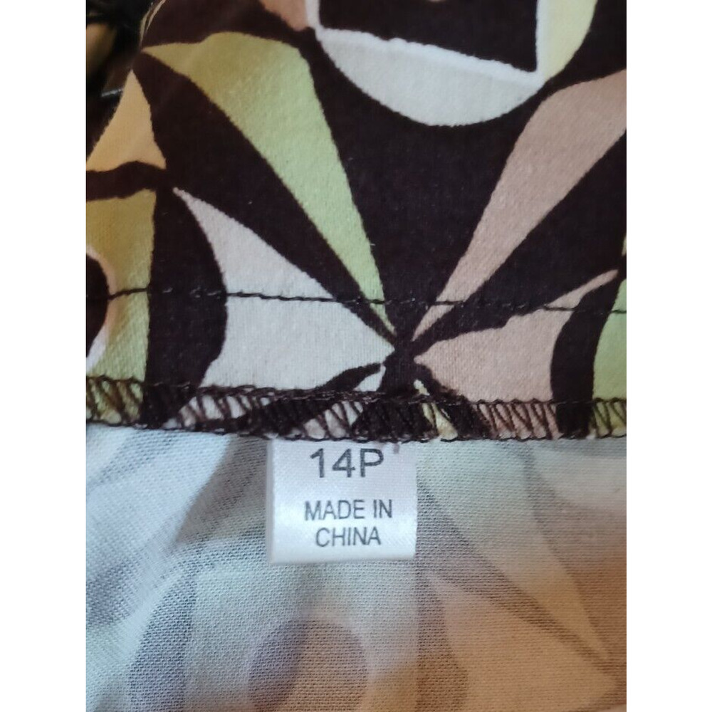 SHAZDEH FASHIONS Women's Skirt Size 14P Knee Length Zip up Brown Lime green Y2K - Picture 4 of 5